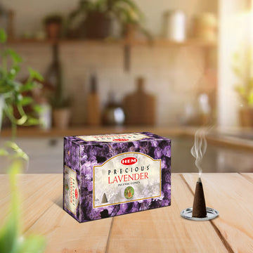 HEM Precious Lavender Dhoop Cones - Pack of 12 (10 Cones Each)
