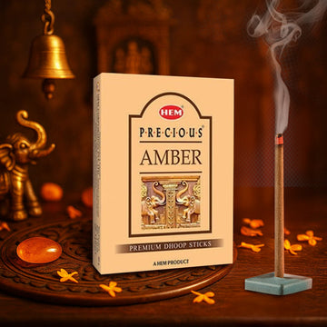 HEM Precious Amber Dhoop Sticks - Pack of 5 (60g Each)