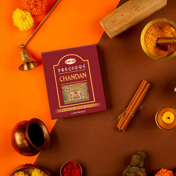 HEM Precious Chandan Dhoop Sticks - Pack of 5 (60g Each)
