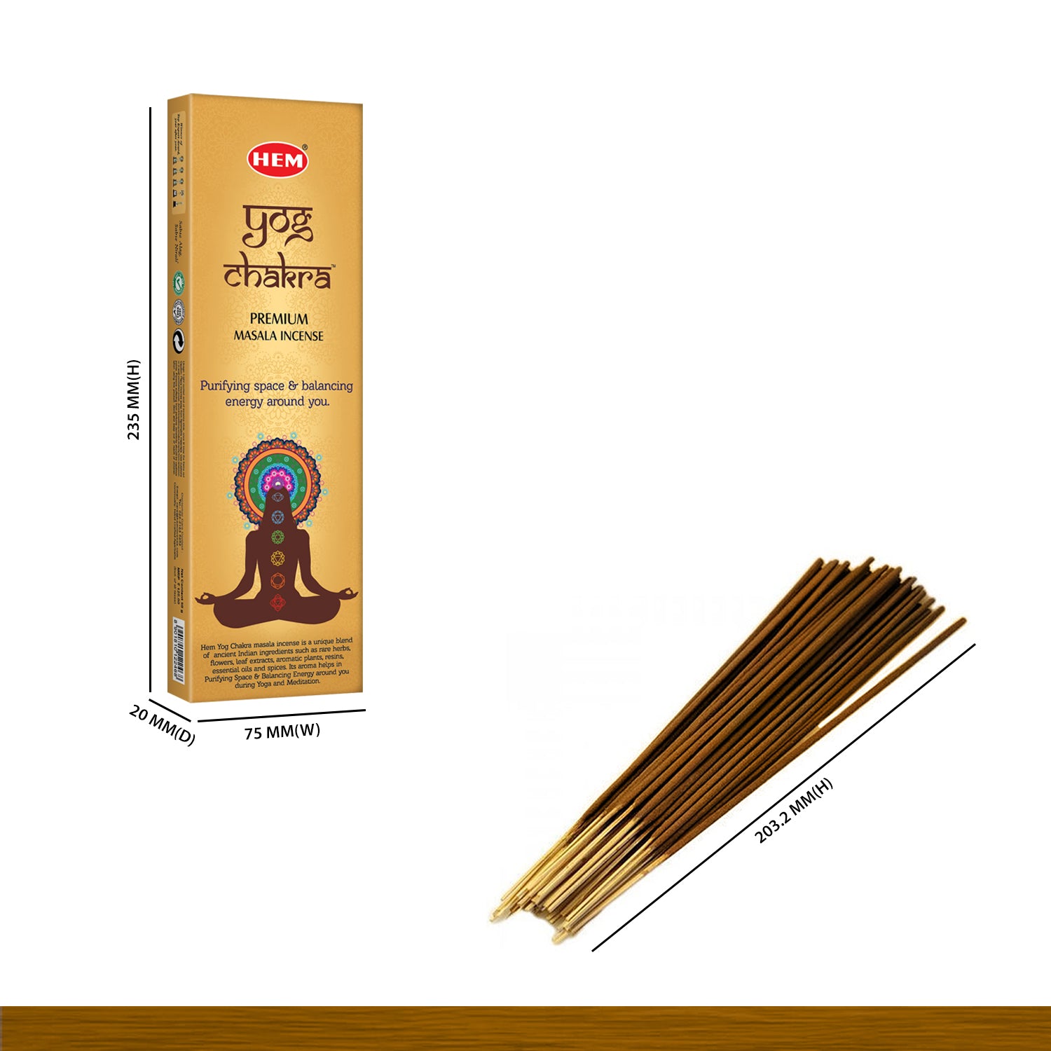 HEM Yog Chakra Masala Incense Sticks Pack of 3 (50g Each)