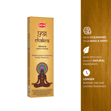 HEM Yog Chakra Masala Incense Sticks Pack of 3 (50g Each)
