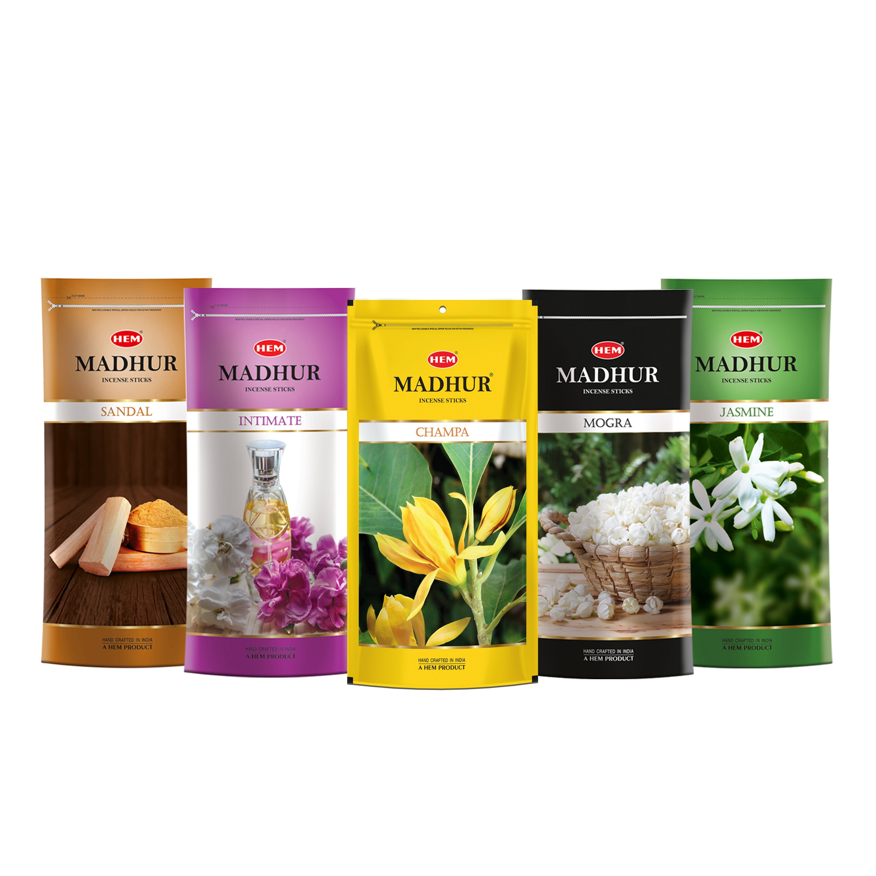 HEM Madhur 5 in 1 Incense Sticks Pack of 5 (135g Each)