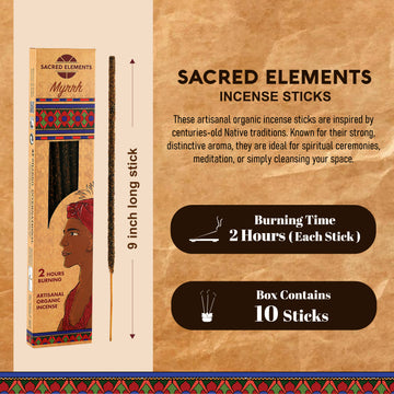 Sacred Elements Myrrh Organic Incense Sticks (Pack of 3)