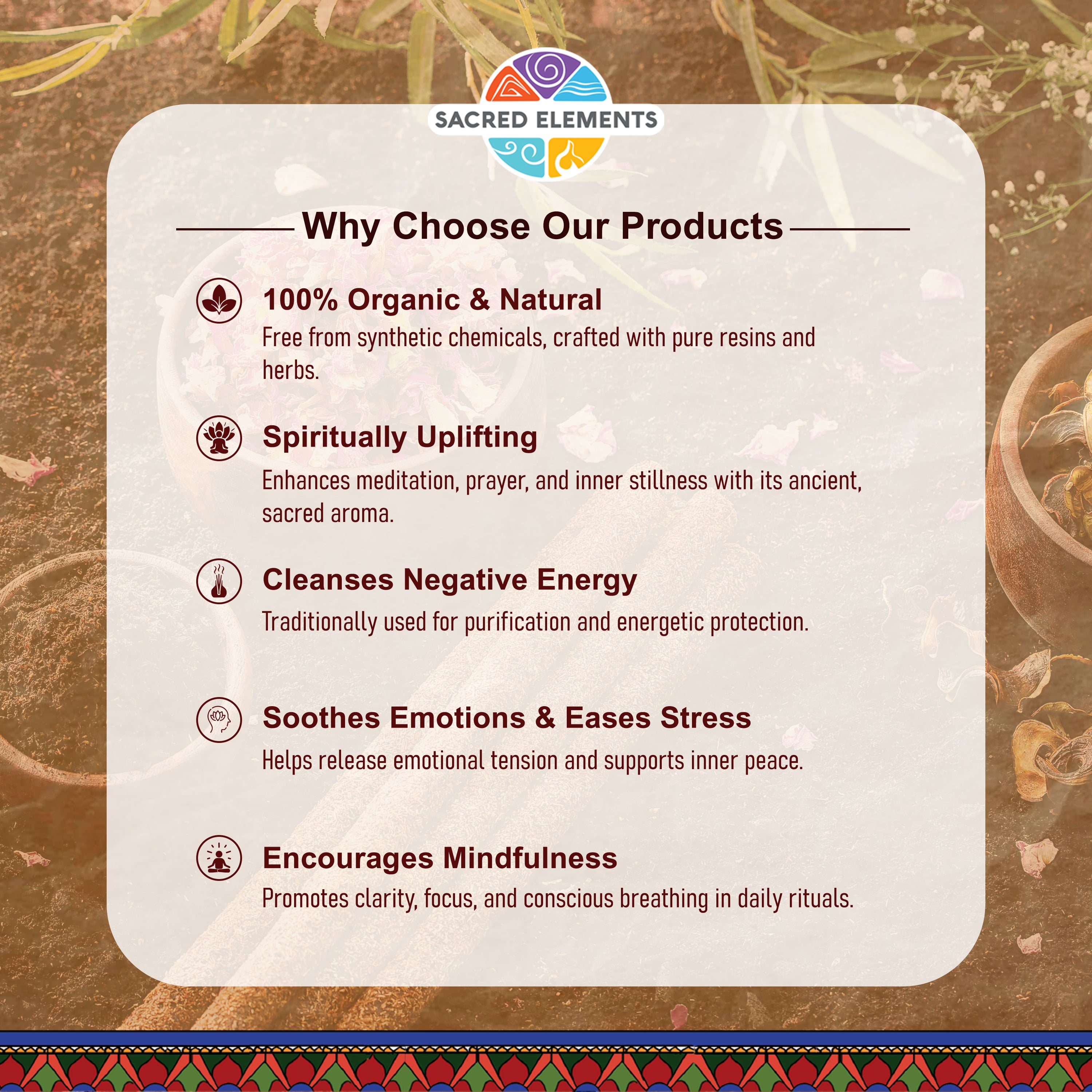 Sacred Elements Myrrh Organic Incense Sticks (Pack of 3)