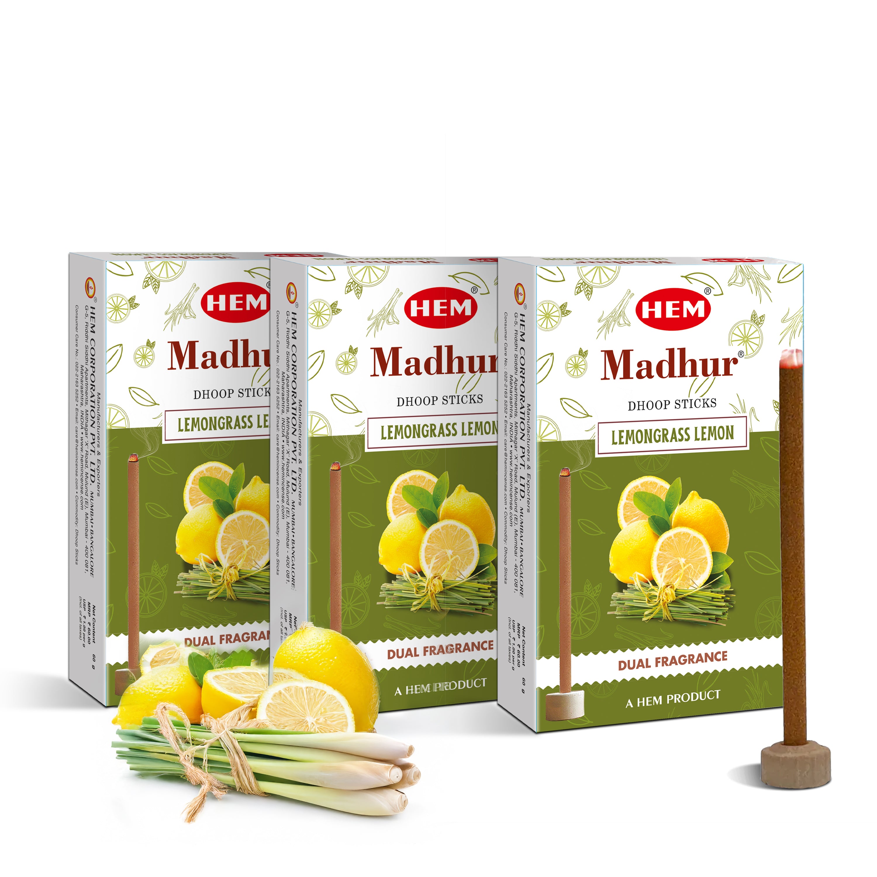 HEM Madhur Dual Fragrance Dhoop Sticks (Pack of 3)