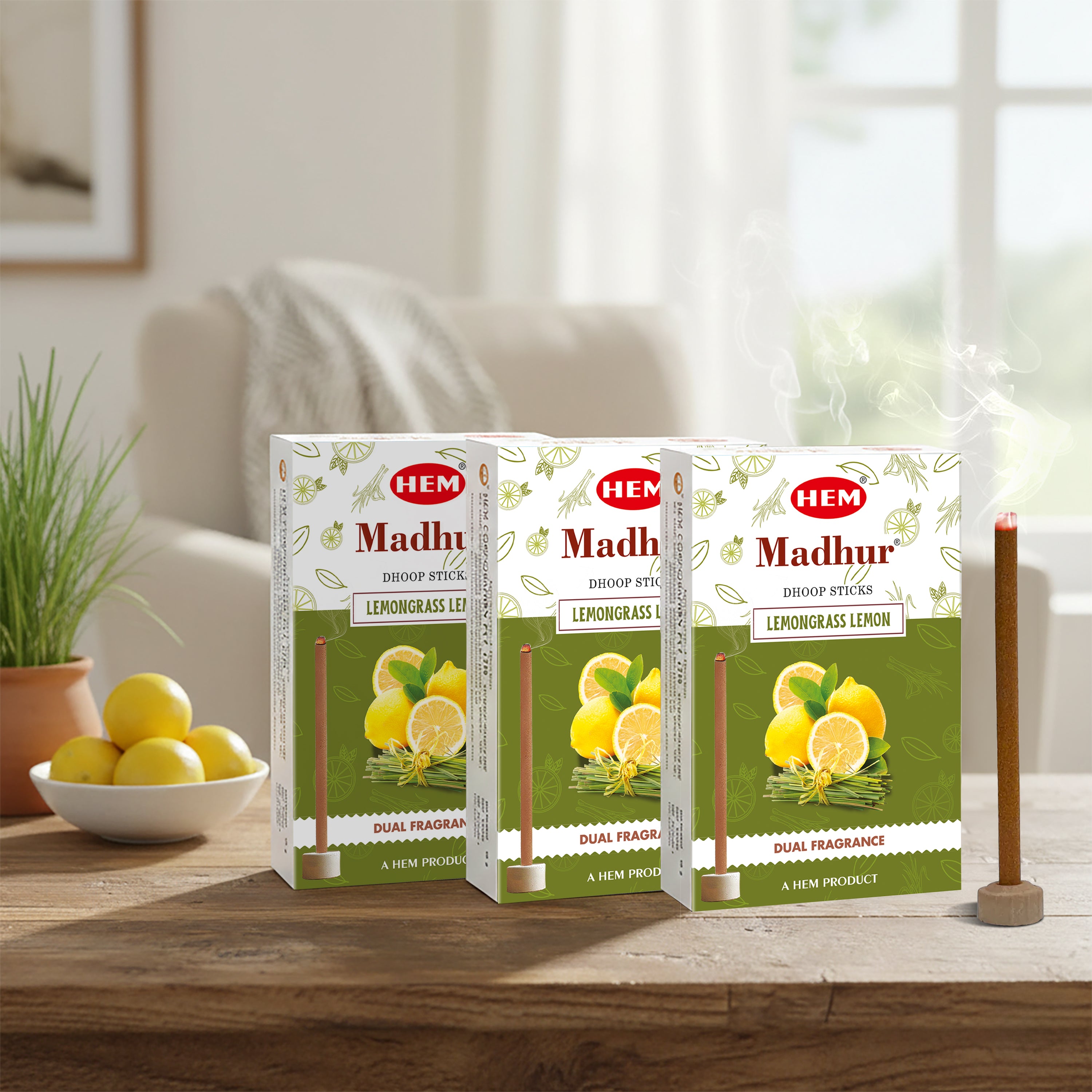 HEM Madhur Dual Fragrance Dhoop Sticks (Pack of 3)