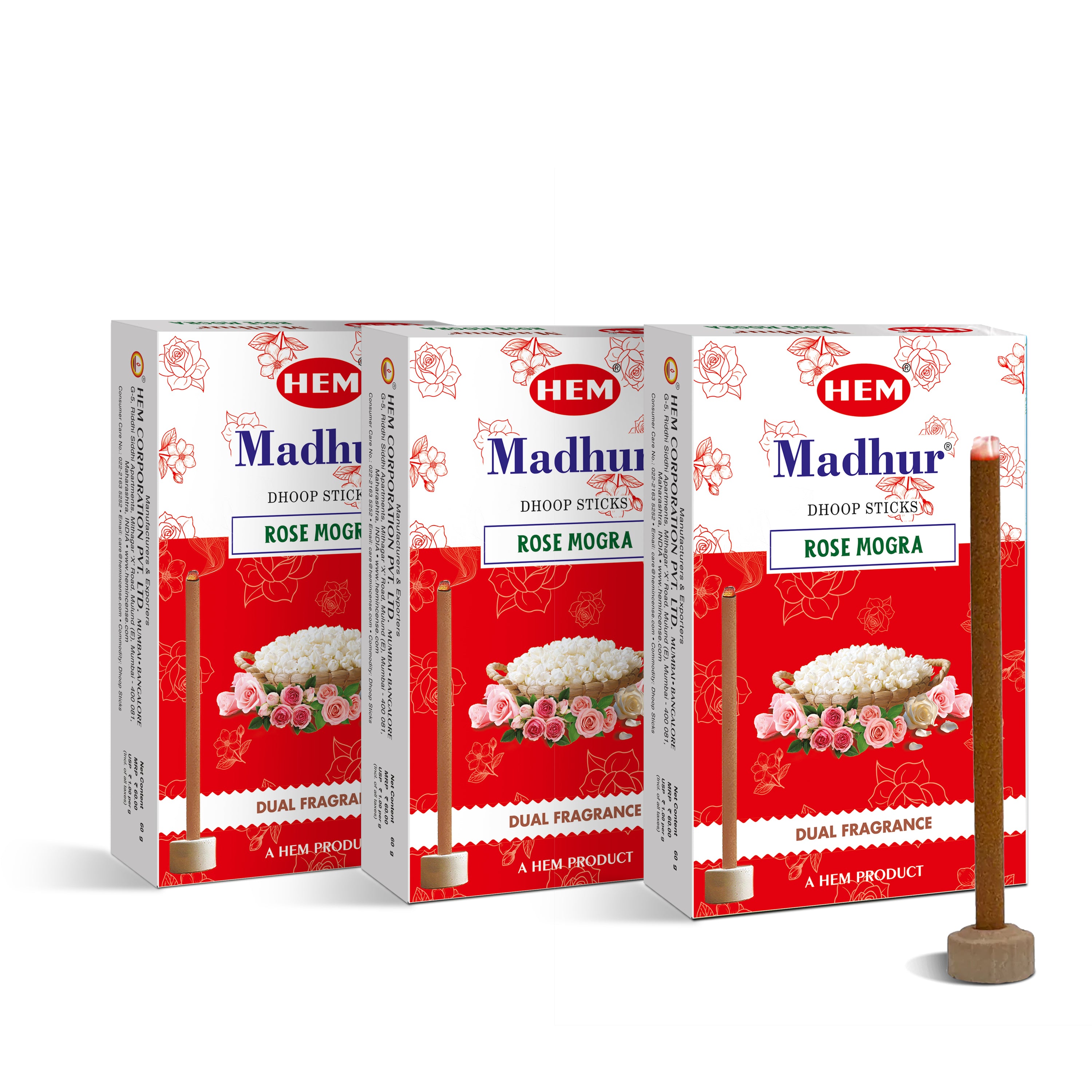 HEM Madhur Dual Fragrance Dhoop Sticks (Pack of 3)