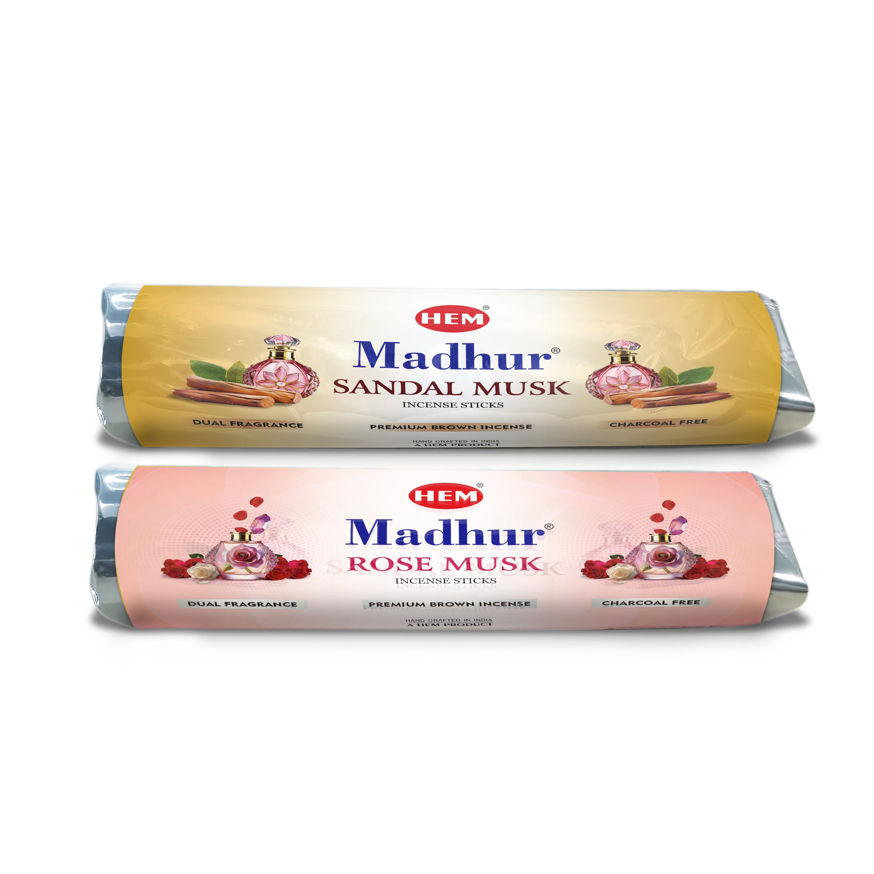 HEM Madhur Premium Dual Fragrance Incense Sticks Combo - (225g Each)