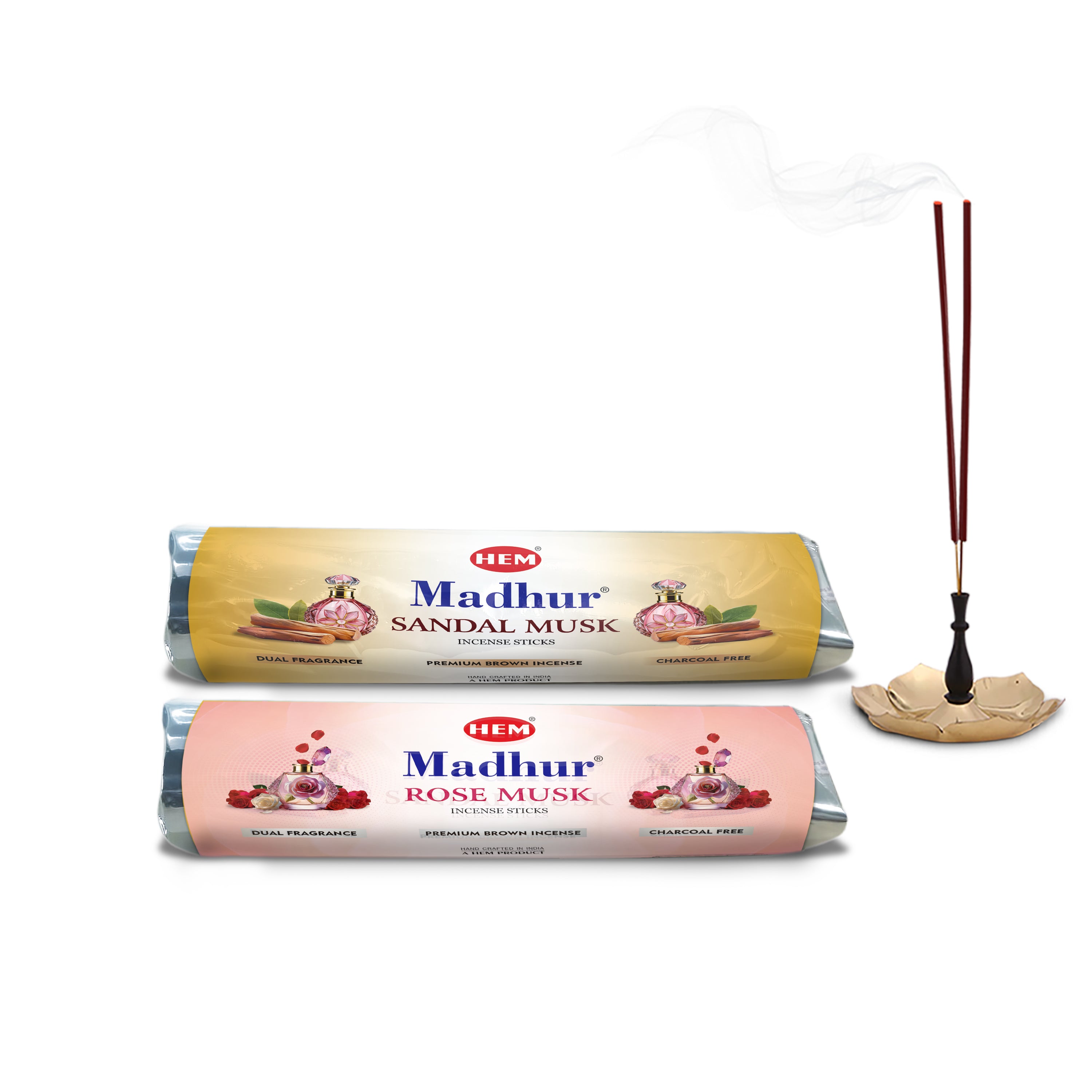 HEM Madhur Premium Dual Fragrance Incense Sticks Combo - (225g Each)