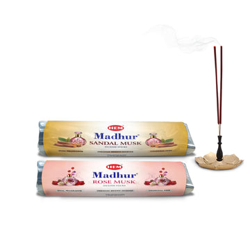 HEM Madhur Premium Dual Fragrance Incense Sticks Combo - (225g Each)
