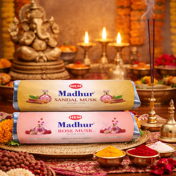 HEM Madhur Premium Dual Fragrance Incense Sticks Combo - (225g Each)