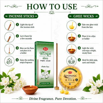 HEM Most Loved Combo (Fortune Mogra Bambooless Incense Stick + Aradhana Pure Cow Ghee Diya)