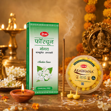 HEM Most Loved Combo (Fortune Mogra Bambooless Incense Stick + Aradhana Pure Cow Ghee Diya)