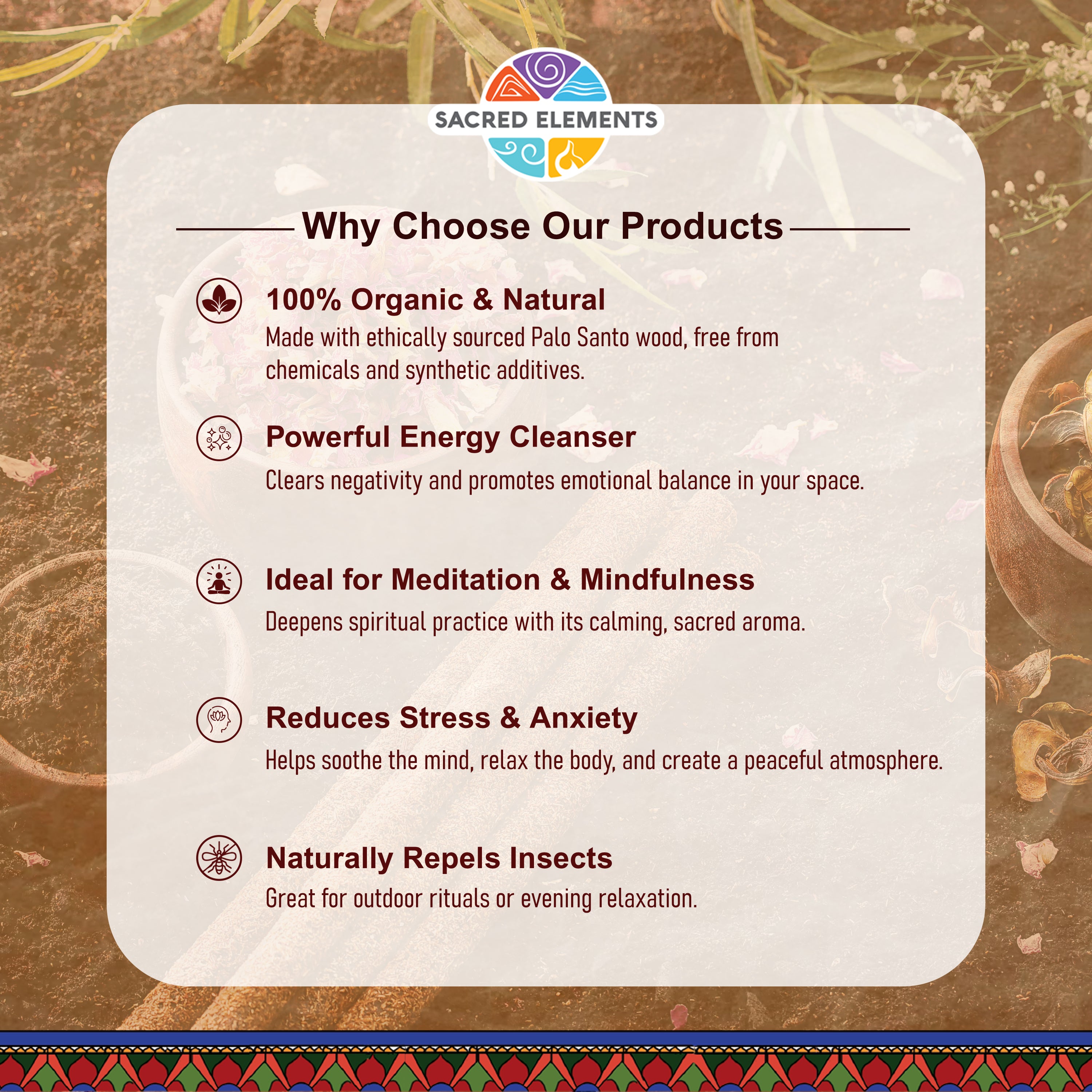 Sacred Elements Palo Santo Organic Incense Sticks (Pack of 3)