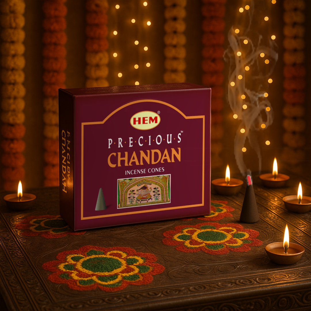 HEM Precious Chandan Dhoop Cones Packs of 12 (10 Cones Each)