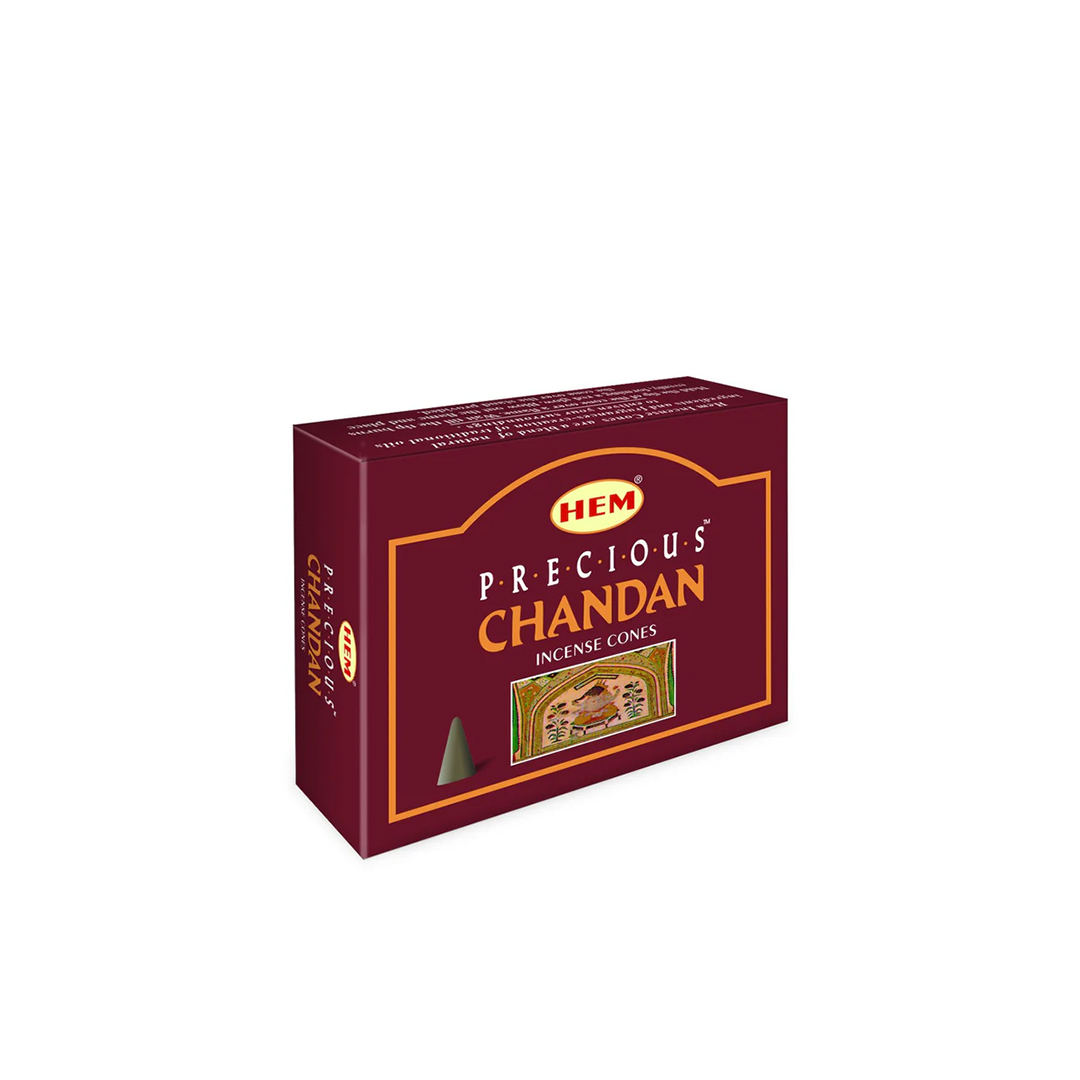 HEM Precious Chandan Dhoop Cones Packs of 12 (10 Cones Each)