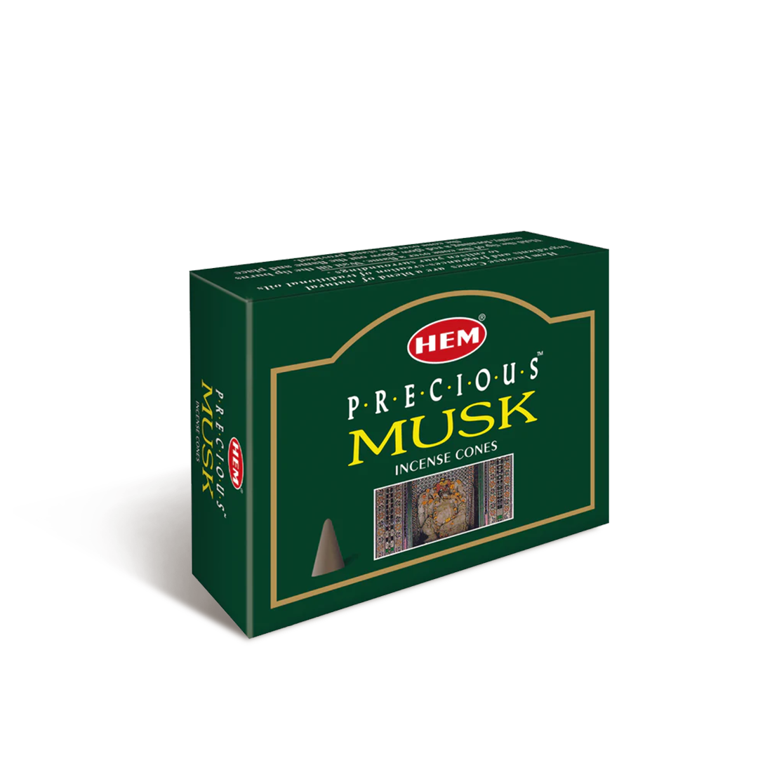 HEM Precious Musk Dhoop Cones - Pack of 12 (10 Cones Each)
