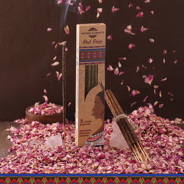 Sacred Elements Red Rose Organic Incense Sticks (Pack of 3)