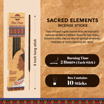 Sacred Elements Red Rose Organic Incense Sticks (Pack of 3)