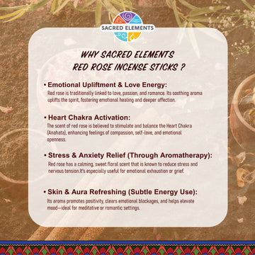 Sacred Elements Red Rose Organic Incense Sticks (Pack of 3)