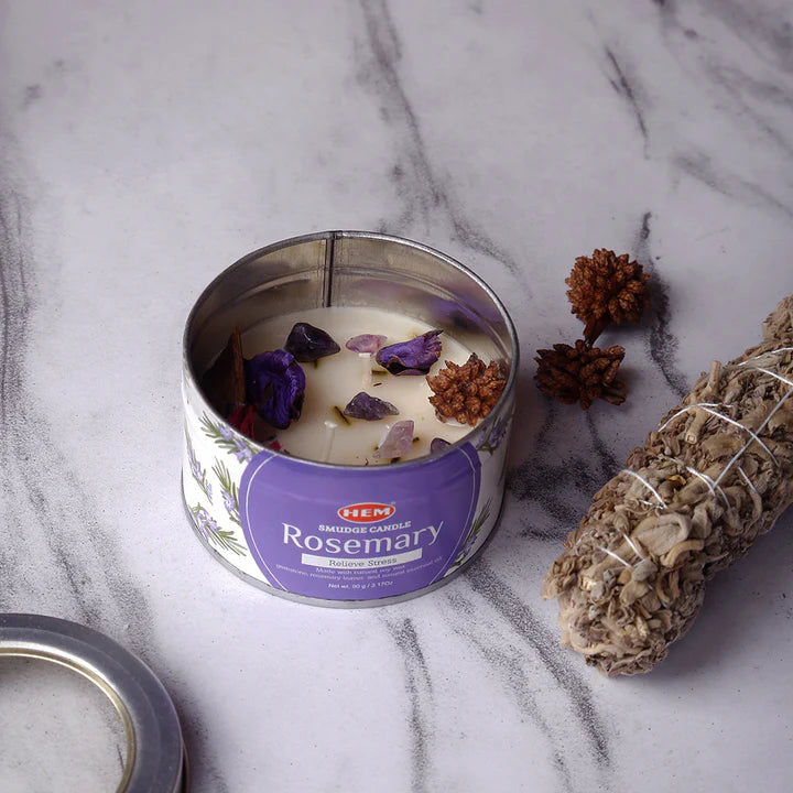 Rosemary Smudge Candles Soy Wax Candles with Crystals