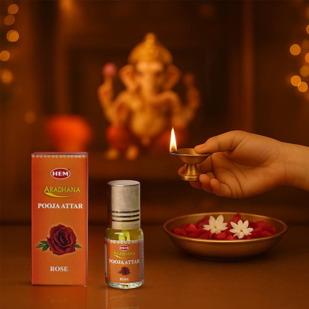 HEM Aradhana Rose Pooja Attar Pack of 5