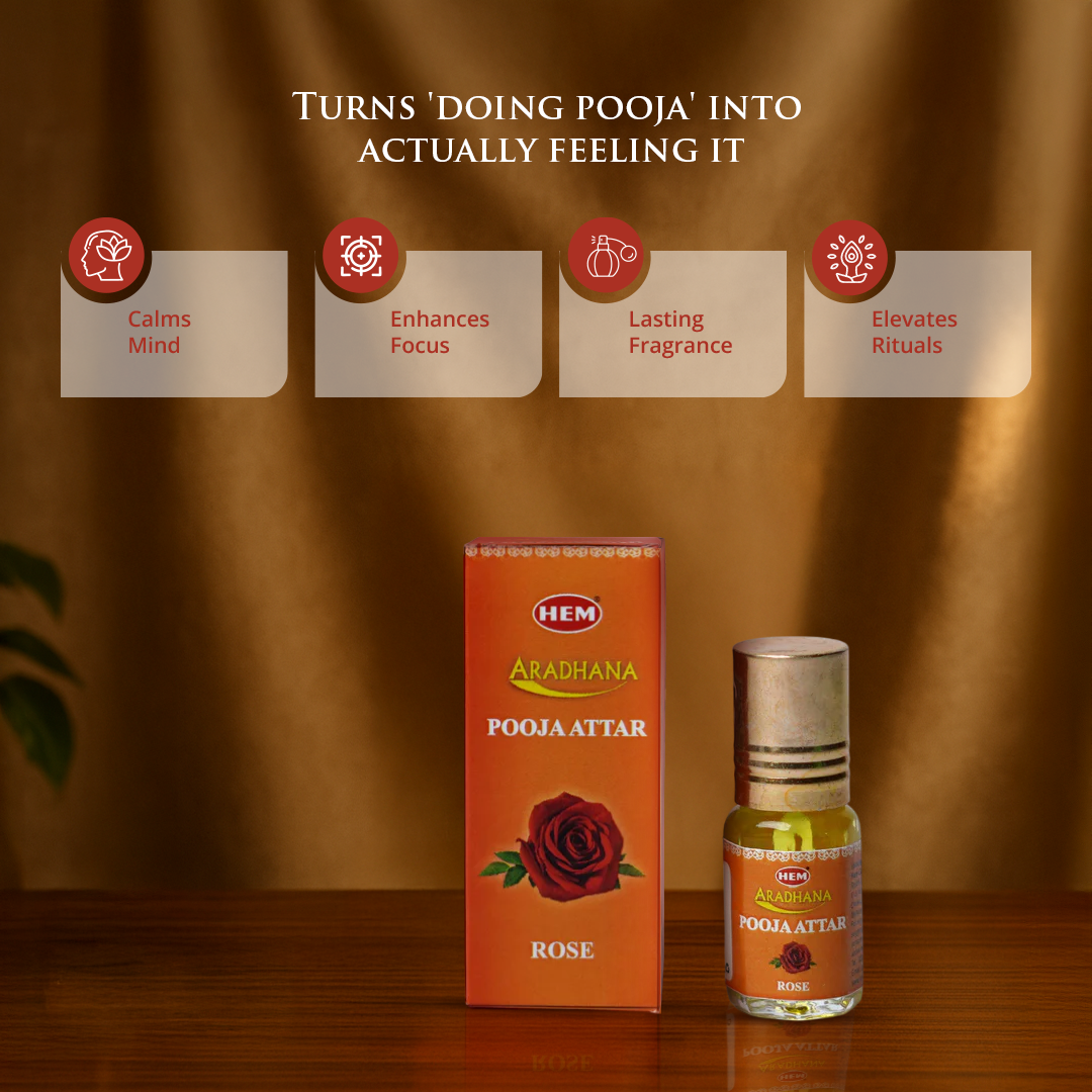 HEM Aradhana Rose Pooja Attar Pack of 5
