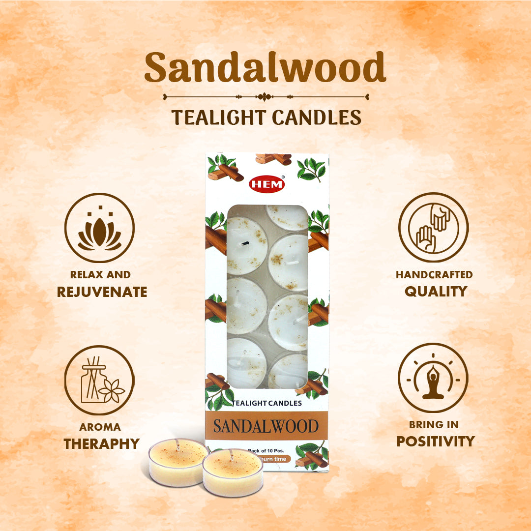 HEM Sandalwood Scented Tealight Candles 10 N (Pack of 2)
