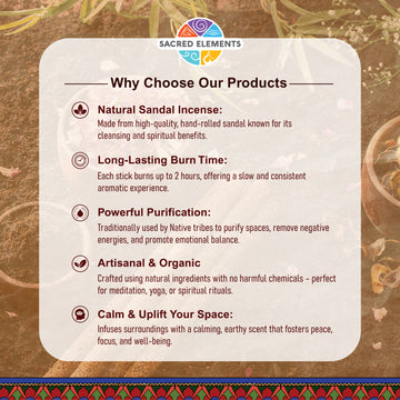 Sacred Elements Sandal Organic Incense Sticks (Pack of 3)