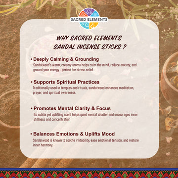 Sacred Elements Sandal Organic Incense Sticks (Pack of 3)
