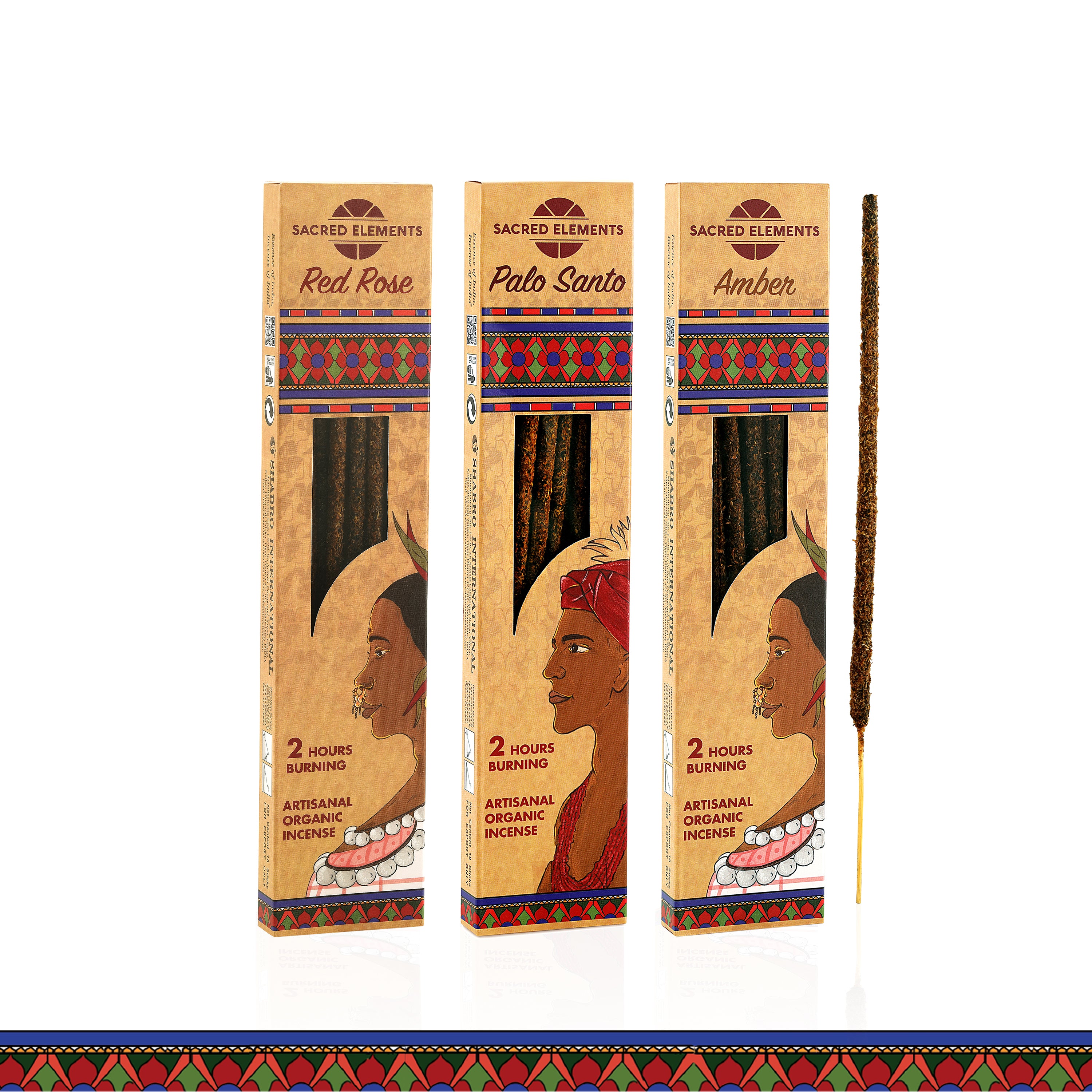 Sacred Elements Incense Sticks Combo (Red Rose, Amber & Palo Santo)