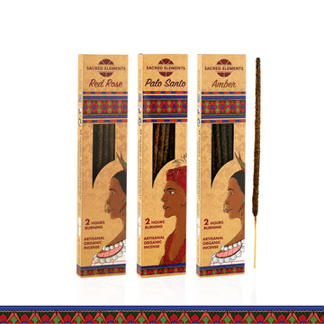 Sacred Elements Incense Sticks Combo (Red Rose, Amber & Palo Santo)