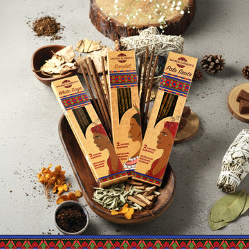 Sacred Elements Incense Sticks Combo (White Sage, Palo Santo & Sandal)