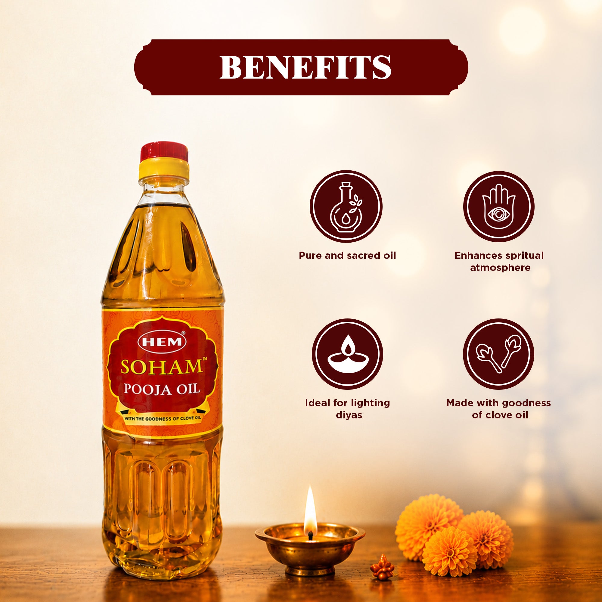 HEM Soham Clove Pooja Oil 900ml