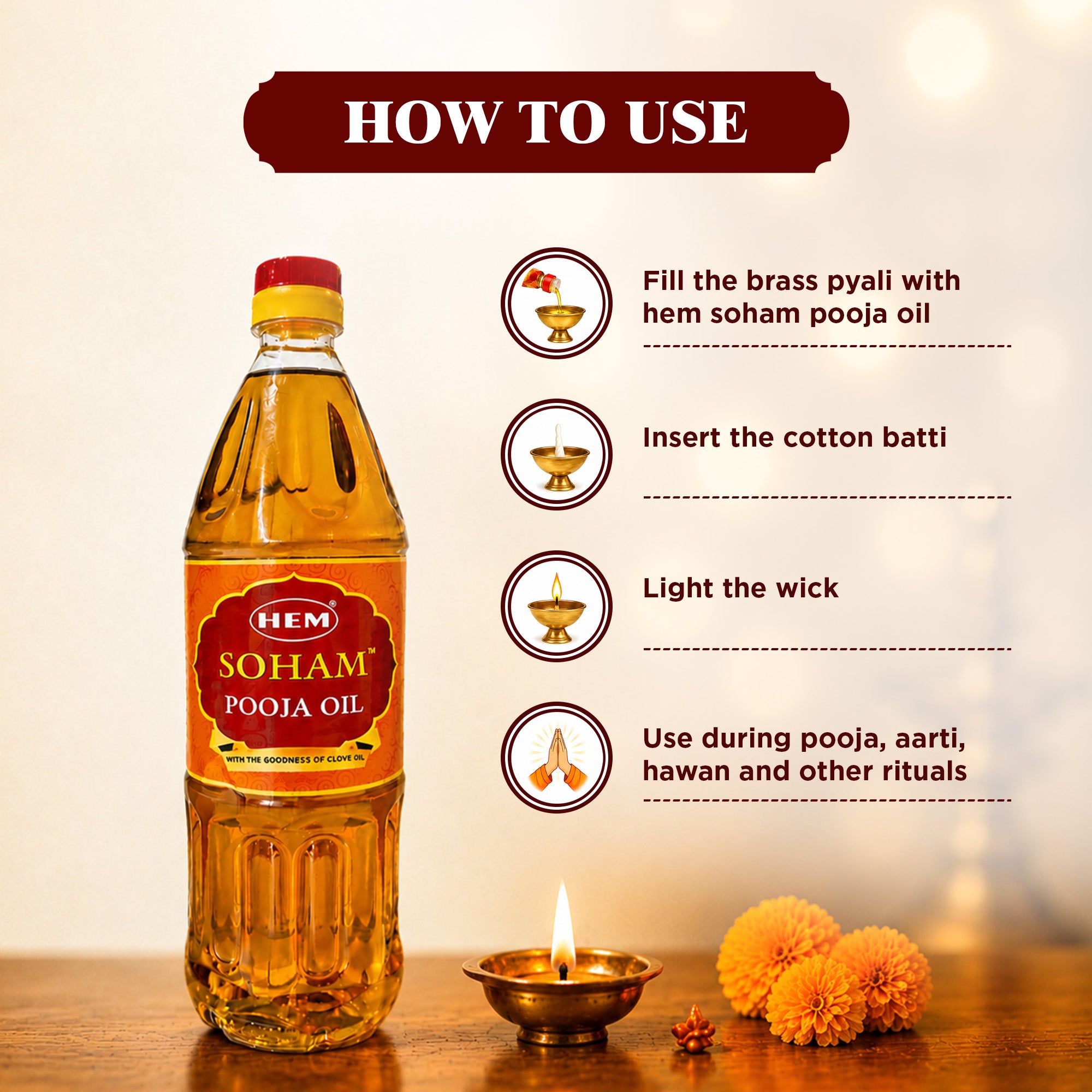 HEM Soham Clove Pooja Oil 900ml