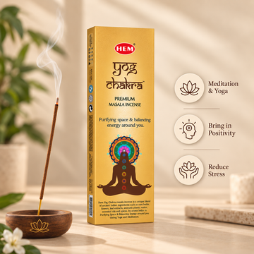 HEM Yog Chakra Masala Incense Sticks Pack of 3 (50g Each)
