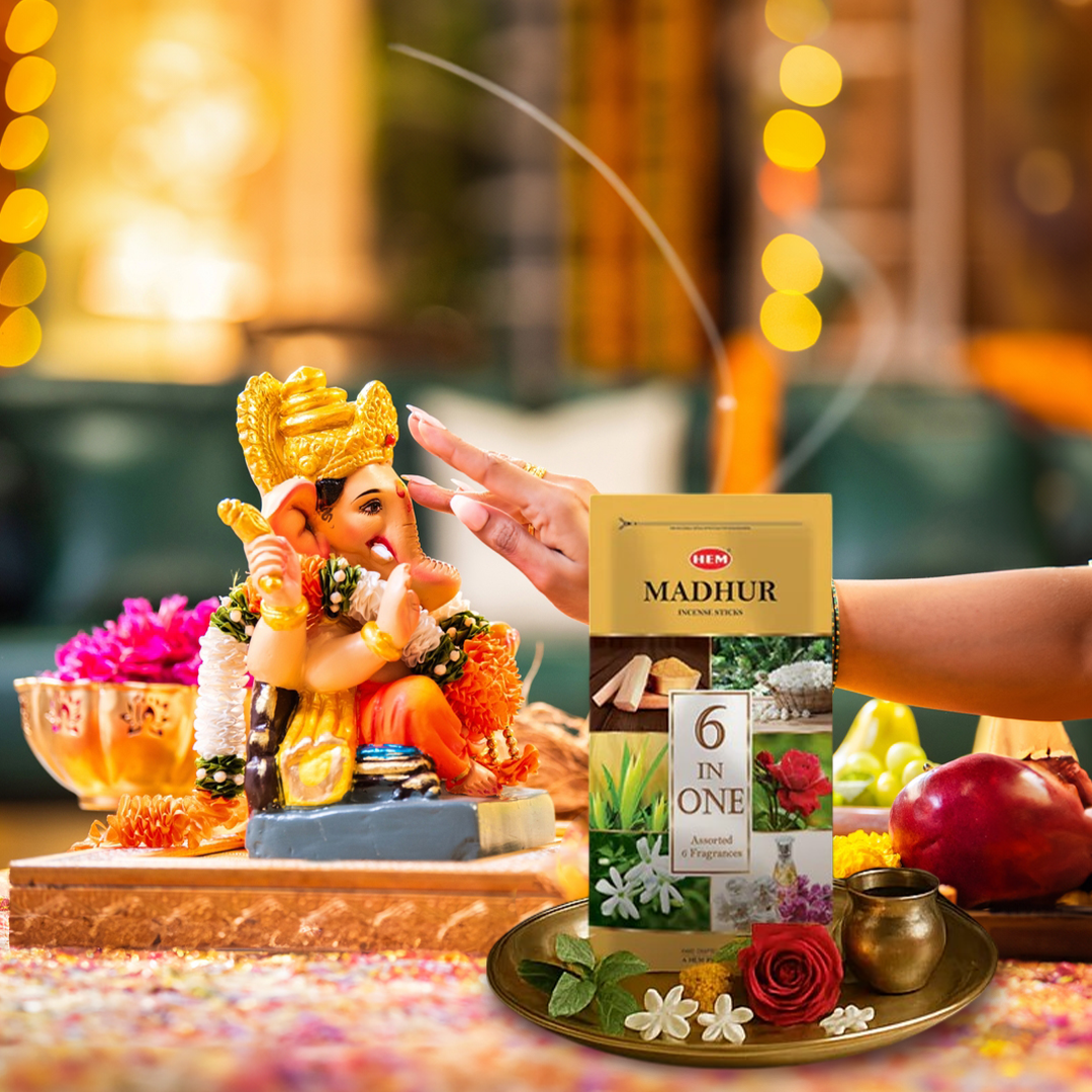 HEM Madhur 6 in 1 Incense Sticks Pack of 2 (240g Each)