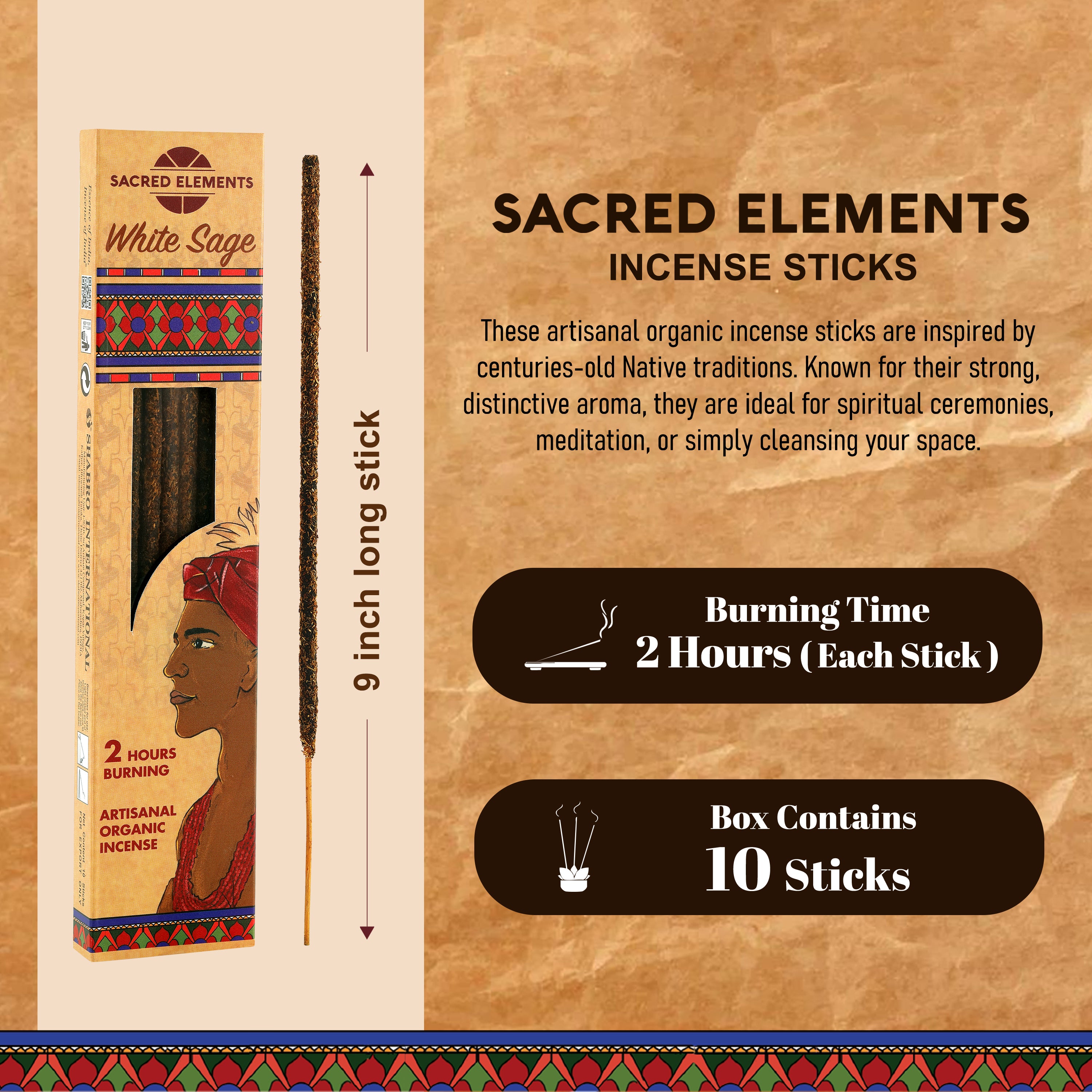 Sacred Elements White Sage Organic Incense Sticks (Pack of 3)