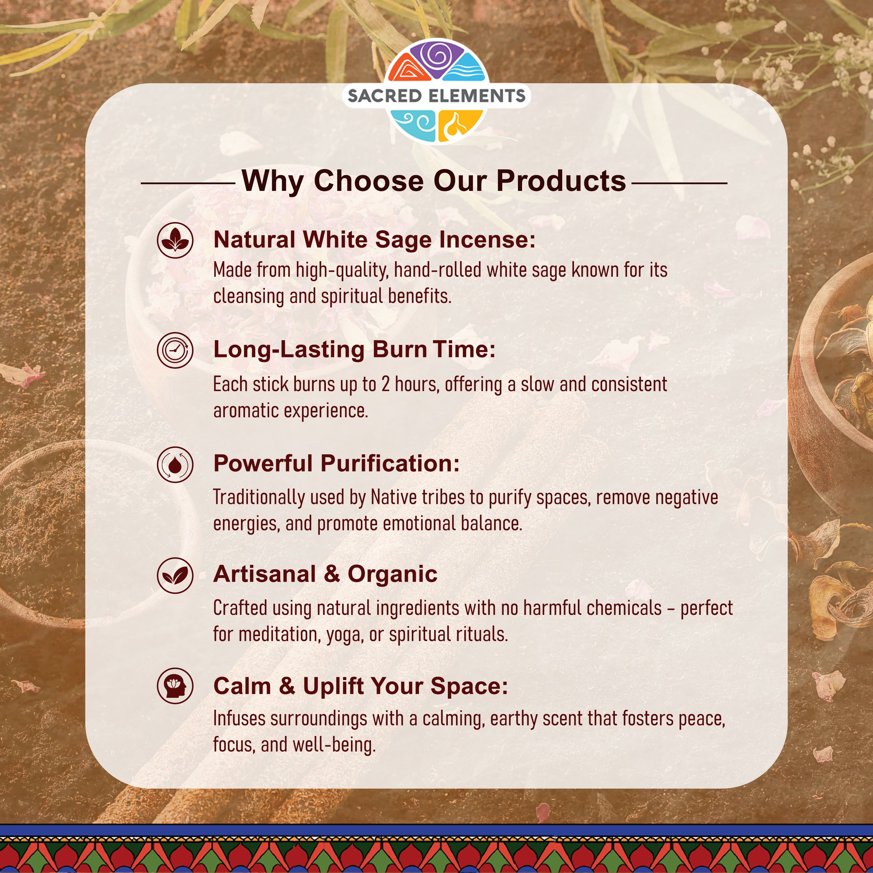 Sacred Elements White Sage Organic Incense Sticks (Pack of 3)