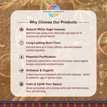 Sacred Elements White Sage Organic Incense Sticks (Pack of 3)