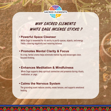 Sacred Elements White Sage Organic Incense Sticks (Pack of 3)