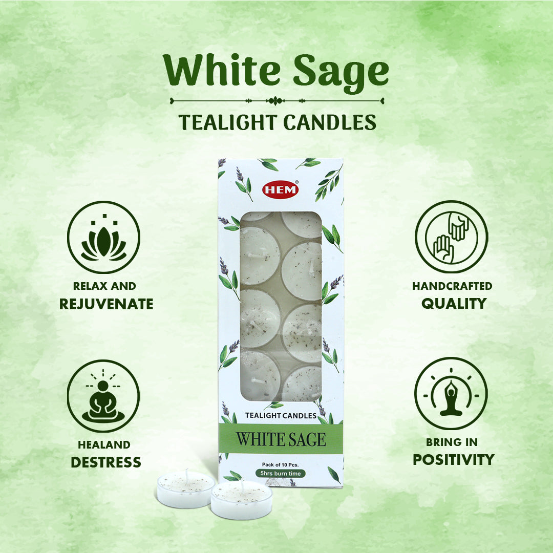 HEM White Sage Scented Tealight Candles 10 N (Pack of 2)