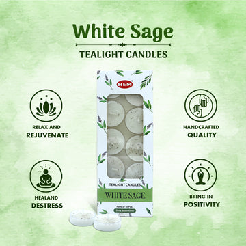 HEM White Sage Scented Tealight Candles 10 N (Pack of 2)