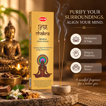 HEM Yog Chakra Masala Incense Sticks Pack of 3 (50g Each)