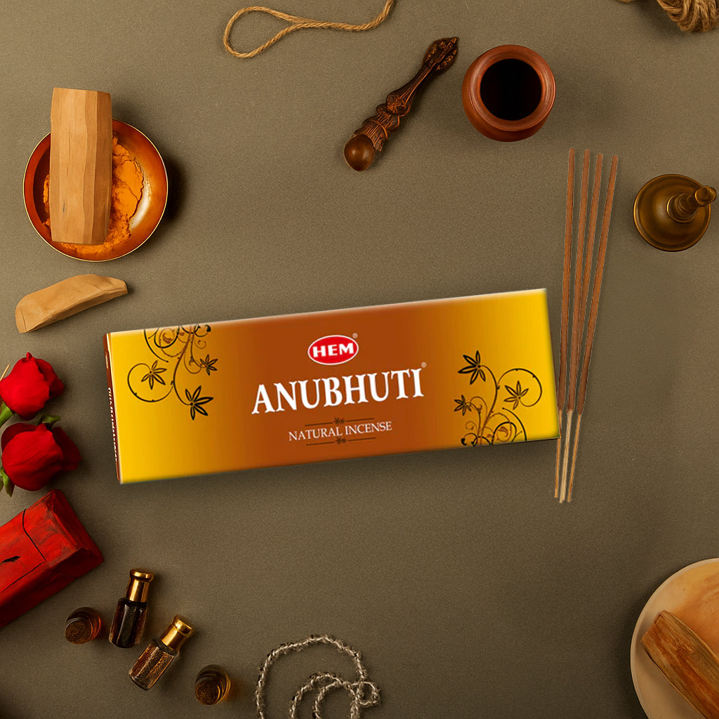 HEM Anubhuti Natural Masala Incense Sticks - Pack of 3 (50g Per Pack)
