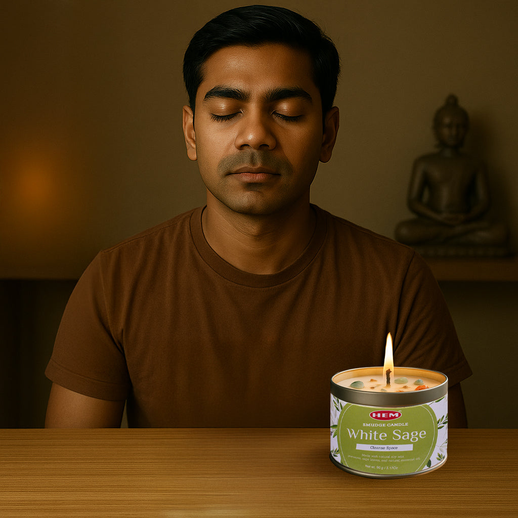 White Sage Smudge Candles Soy Wax Candles with Crystals