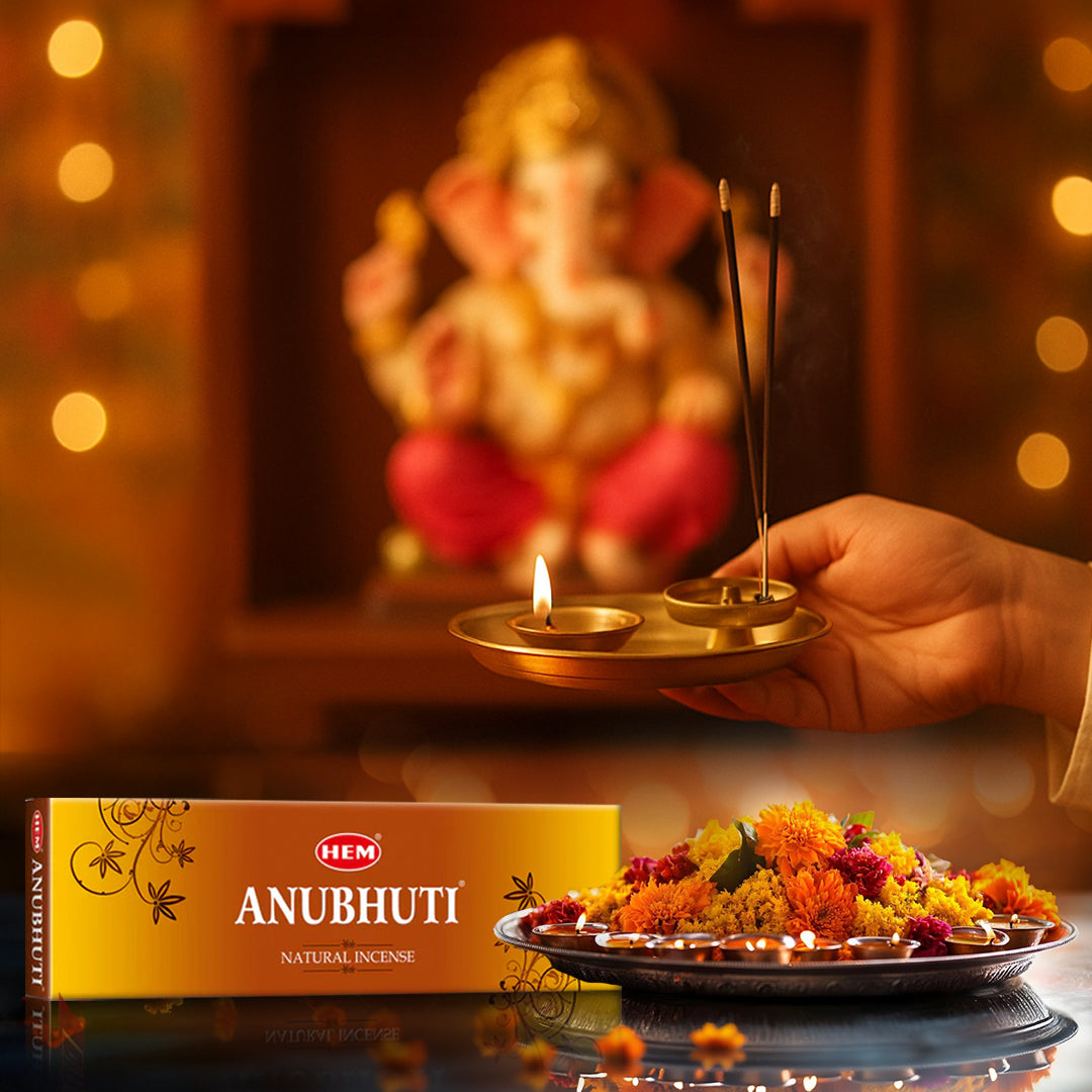 HEM Anubhuti Natural Masala Incense Sticks - Pack of 3 (50g Per Pack)