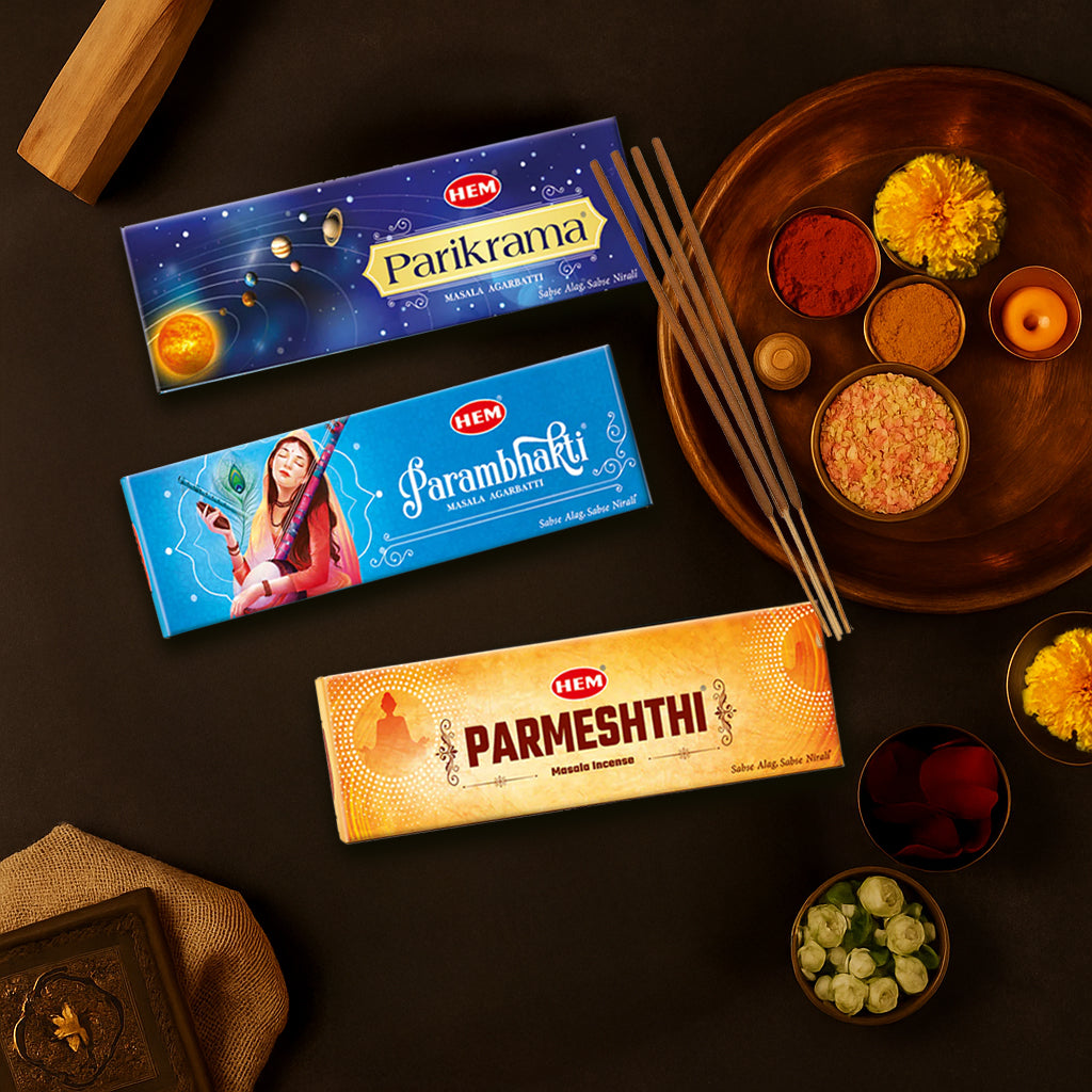 HEM Masala Incense Sticks combo pack [Parmeshthi 50g + Parikrama 50g + Parambhakti 50g]