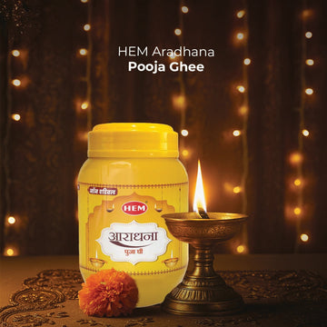 Bappa's Blessings Combo (HEM Aradhana Camphor + HEM Aradhana Pooja Ghee + HEM Aradhana Pooja Oil + HEM Precious Chandan Incense Sticks)