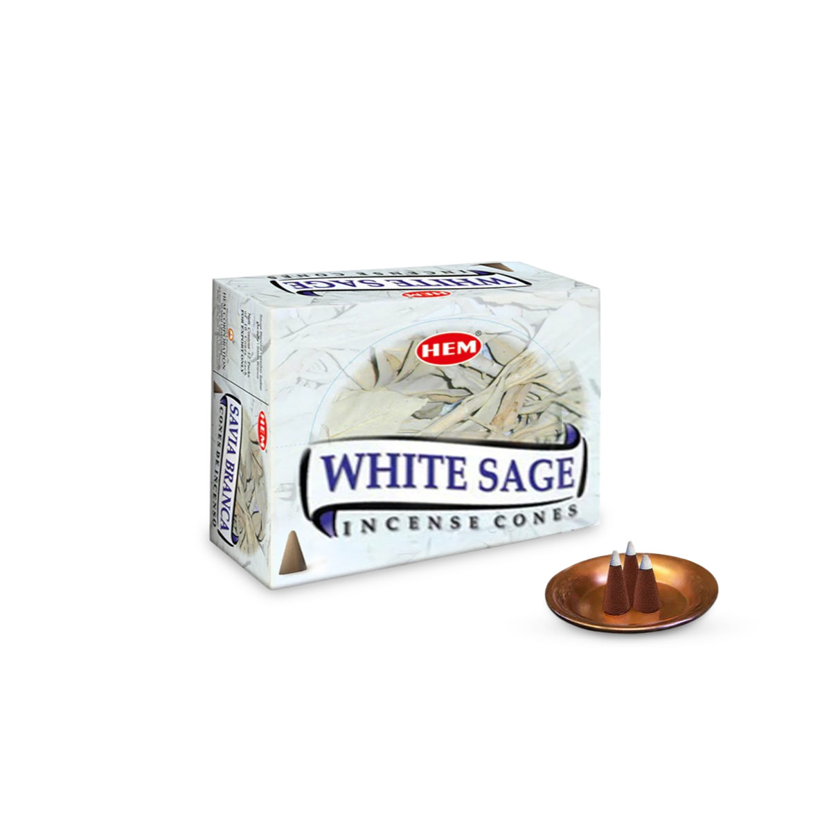 HEM White Sage Dhoop Cones - Pack of 12 (10 Cones Each)